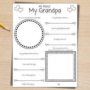 All About My Grandpa Printable, Father&#39;s Day Printable, Gift From Grandkids
