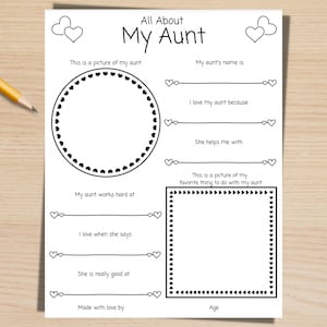 Alles über meine Tante Printable, Tante Fragebogen, Muttertag Printable
