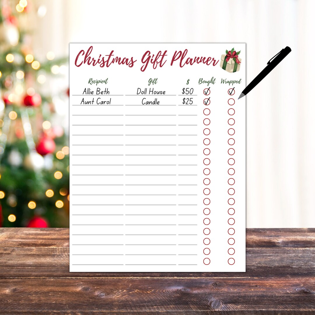 Christmas Gift Planner Printable, Holiday Shopping List (digital PDF ...
