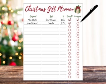 Christmas Gift Planner Printable, Holiday Shopping List (Digital PDF)