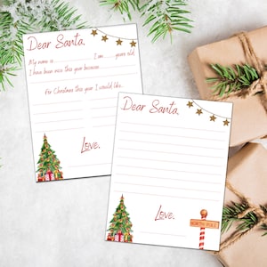 Brief an Santa zum Ausdrucken, Lieber Santa Hinweis, Weihnachtswunschliste für Kinder, Nordpolpost, Santa Stationär