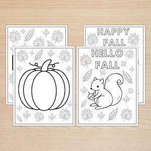 Fall Coloring Printables, Autumn Coloring Pages for Kids, Pumpkin Coloring Sheet Activity