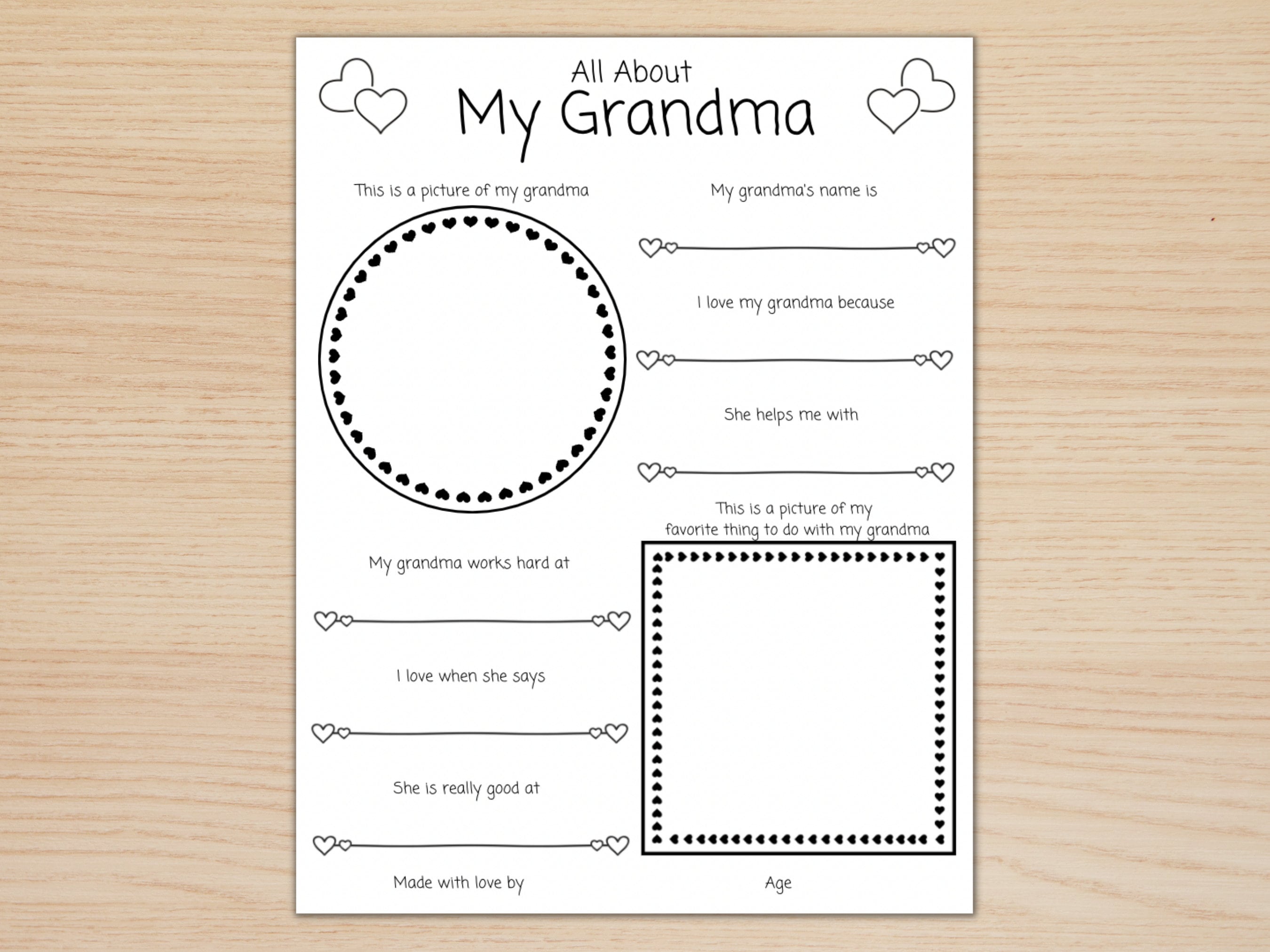All About My Grandma Printable, Mother's Day Printable, Gift From ...