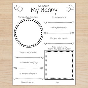 All About My Nanny Printable Fill in the Blank Card for - Etsy