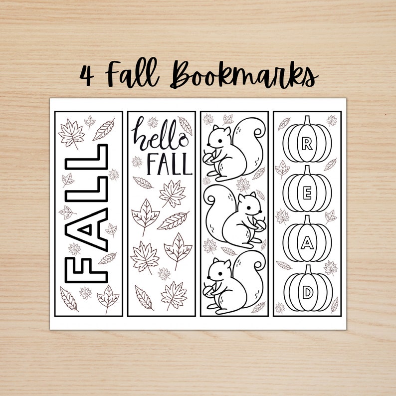 Fall Printable Bookmarks for Kids, Autumn Themed Activity for Kids ...
