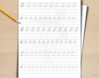 Printable Cursive Handwriting Practice, Cursive Alphabet Tracing, Cursive Handwriting Practice