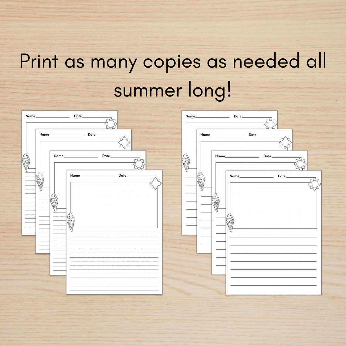 Summer Writing Paper for Kids: Draw & Write Journal (PDF Printable ...