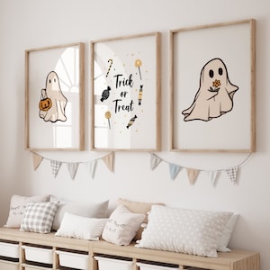 Halloween Bundle Set Cute Ghost Print Halloween Nursery Decor Halloween Prints for Kids Little Boo Trick Treat Pumpkin 2023 Halloween Gift