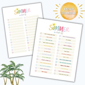 Family Summer Bucket List Printable: Kids Activities Checklist (Digital Download)