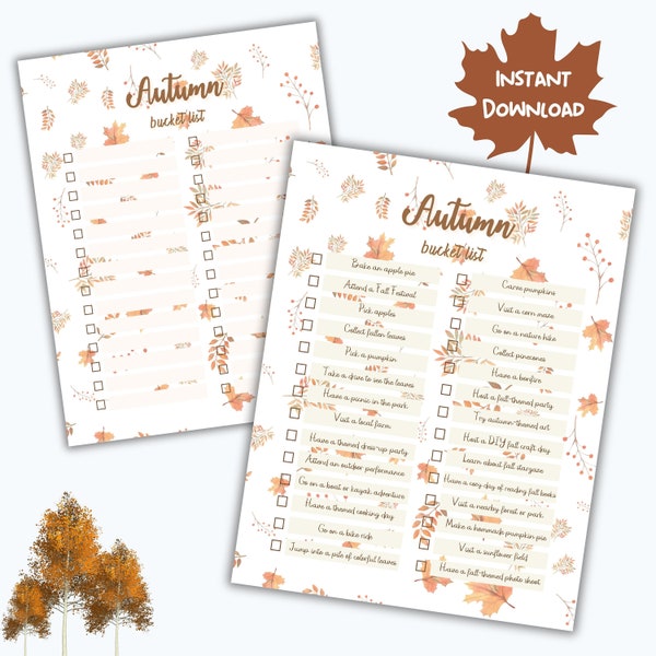 Autumn Bucket List Printable Blank Family Autumn Bucket List Printable Autumn Printables for Families Kids Autumn Bucket List Kids Checklist