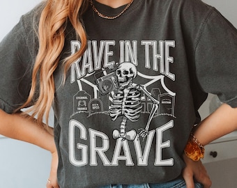 Rave Halloween Shirt, Vintage Halloween Shirt, Music Halloween shirt, Skeleton Halloween Shirt, Oversized Shirt, Funny EDM shirt, DJ shirt