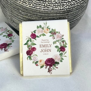 75 Personalized Wedding Chocolate, Wedding Table Decor, Wedding Favors for Guests in Bulk