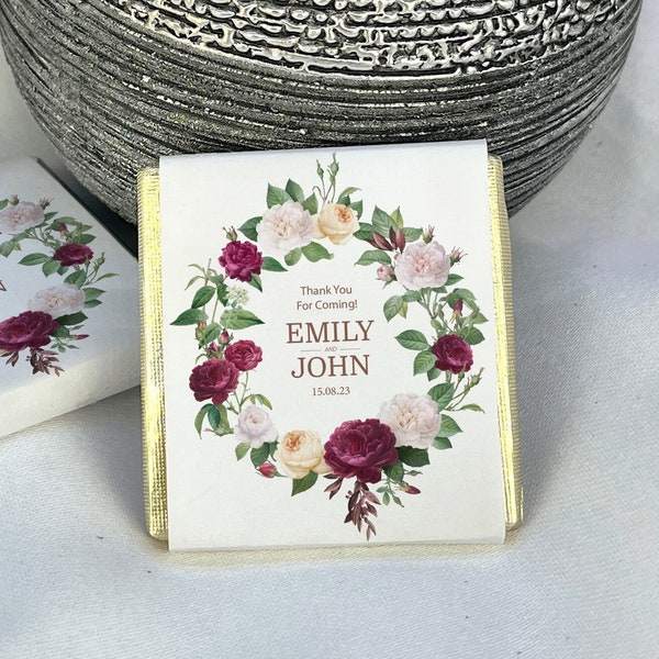 Personalized Wedding Chocolates, Silver and Gold Foil Favors (4x4cm)