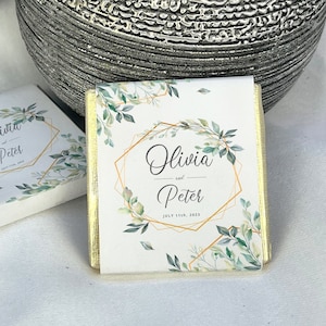75 Personalised Chocolate Wedding Favours, Wedding Table Decor, Wedding Favors for Guests in Bulk