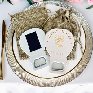 Wedding Guest Favor Personalized Magnet Bottle Opener, Custom Keepsake Gift Idea for Engagement, Anniversary and Bridal Showers