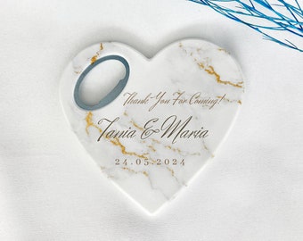 Personalized Heart Wedding Favors, Bottle Opener Magnet, Bulk Gifts
