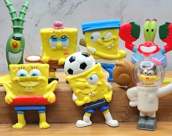 SPONGEBOB SQUAREPANTS collectible, Spongebob, Plankton, Sandy, Mr Krabs. Viacom Mcdonalds General Mills 4-8 cm Collector gift Cake topper