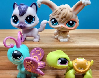 LITTLEST PET SHOP Collectible animal figure. Butterfly #355, Turtle #350, Rabbit #1471, Cat #66. Various generation and year Lps cake topper
