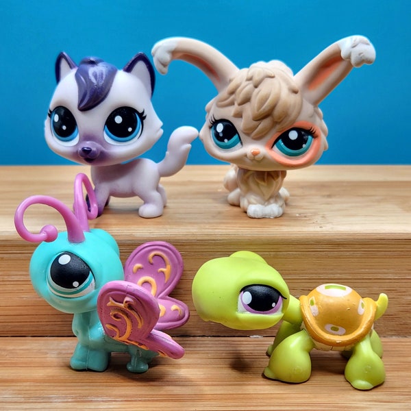 LITTLEST PET SHOP Collectible animal figure. Butterfly #355, Turtle #350, Rabbit #1471, Cat #66. Various generation and year Lps cake topper