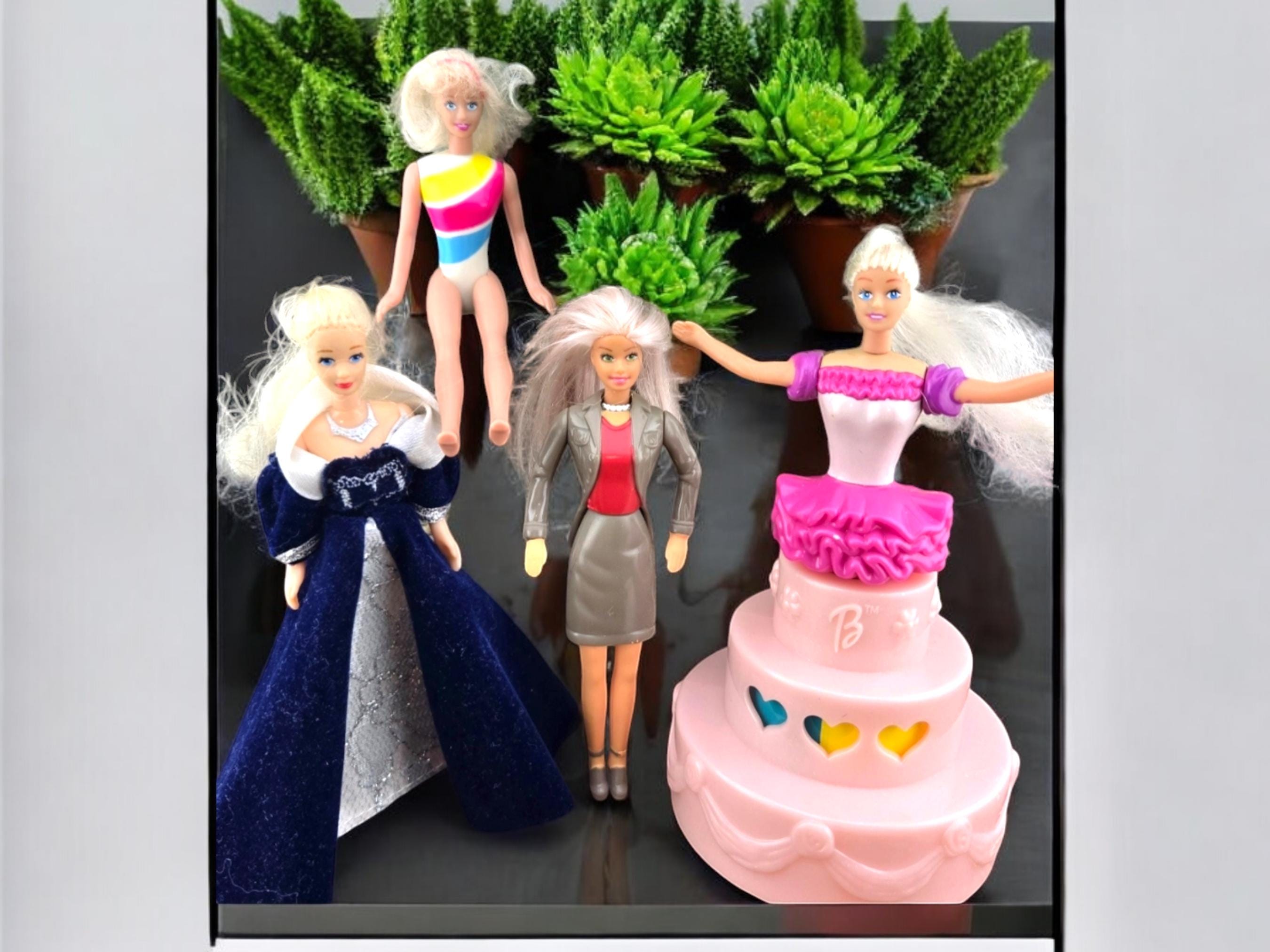 Barbie Mini Figures – Vintage Happy Meal Toys – Barbie in Cake (2000), Gymnast, Working Girl, or Blue Gown – You Choose