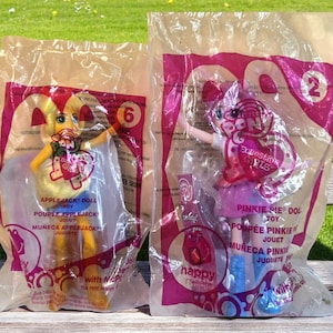 Figurki My Little Pony z serii Equestria Girls – Pinkie Pie i Applejack – zestaw 2 sztuk – zapieczętowane zabawki Happy Meal – ozdoba na tort