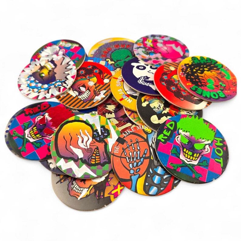 Text Pogs Vintage Pogs Lot – Milk Caps Skull Series – Collectible Gift - Etsy