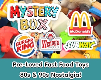Vintage Fast Food Toy Mystery Box – 80s 90s Nostalgia Lot – McDonald’s Burger King Wendy’s Subway Promo Collectible Toys