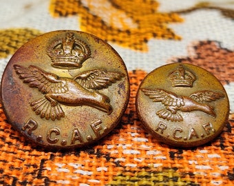 WW2 RCAF Brass Button – Royal Canadian Air Force Canada – Skully Ltd Montreal – 0.75&quot; or 1&quot; – 1940s Military Memorabilia