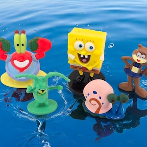 SpongeBob SquarePants Mini Figure Set – Lot of 5 – Mixed Source Figurines – Nickelodeon Toy Bundle - SpongeBob Cake topper