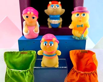 Minifiguras vintage Playskool Glo Worm Friends de los años 80. Juguete retro coleccionable. Elige tu personaje o saco de dormir.
