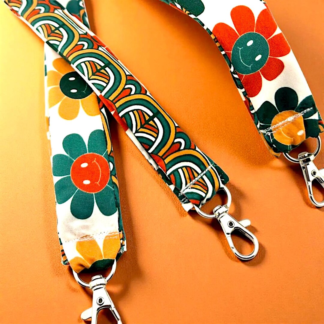 Cloth Keychain Patterns Upcycled Fabric Keychains – Retro Floral Geometric Patterns – Handmade ...