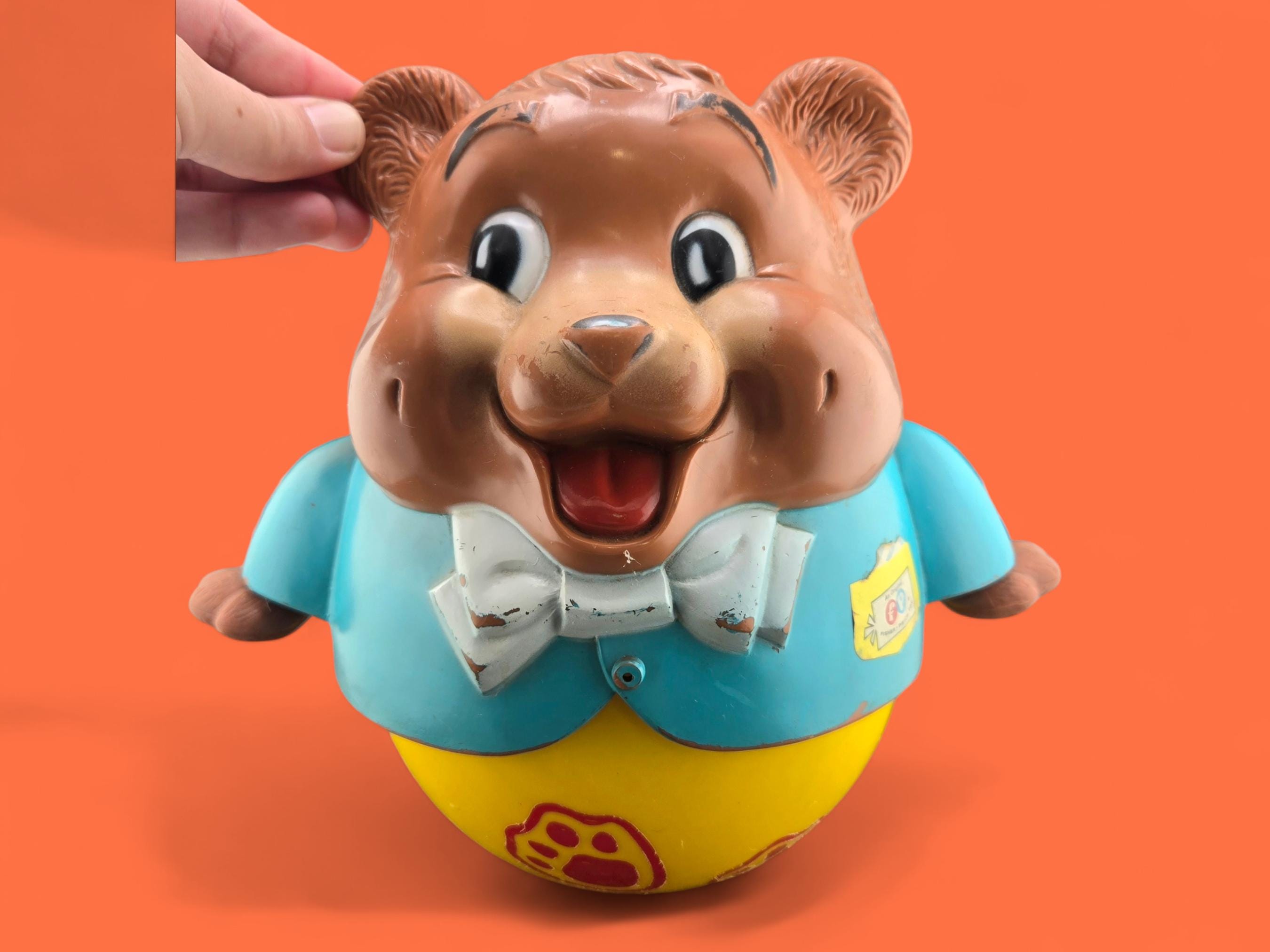 1969 Fisher-price Chubby Bear #164 – Vintage Roly Poly Pull