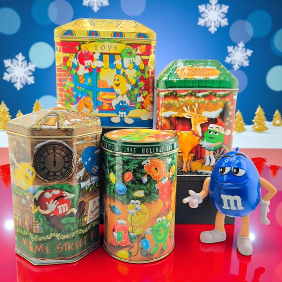 M & M's Life Savers Christmas Tin Box - 1995-2003 Metal Holiday