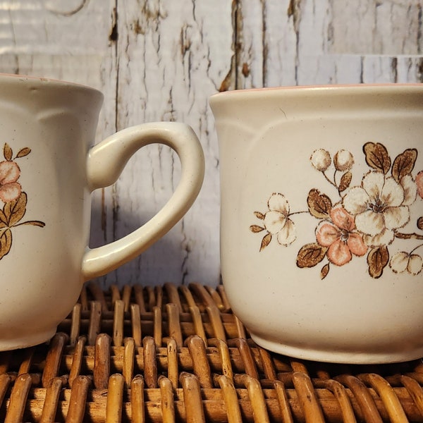 Country Ware Genuine Stoneware Peachwood Japan Set of 2 Vintage Coffee Mug in Superb Condition Perfect for Kitchen Decor or Other