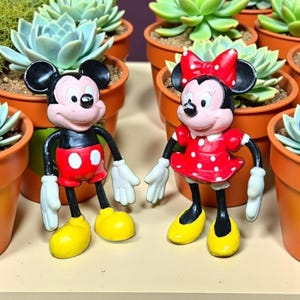 Vintage Mickey & Minnie Mouse Bendable Figurines - Classic Disney Toys - set of 2 image 3
