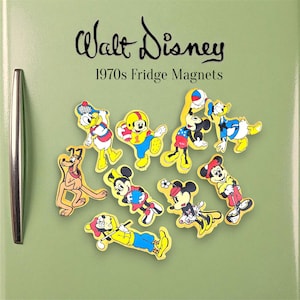 Disney 1970s Puffy koelkastmagneten – Mickey, Minnie, Donald, Goofy & Pluto – Retro vinyl magneetset – Nostalgisch Disney keukendecoratie cadeau
