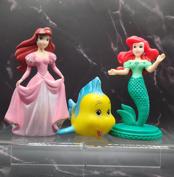ARIEL the LITTLE MERMAID (set of 3) Disney Figure. Flounder