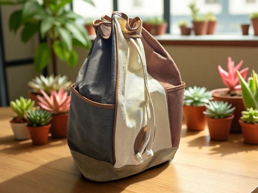 Vintage Cotton Club Backpack – 1980s 1990s Drawstring Canvas & Faux ...