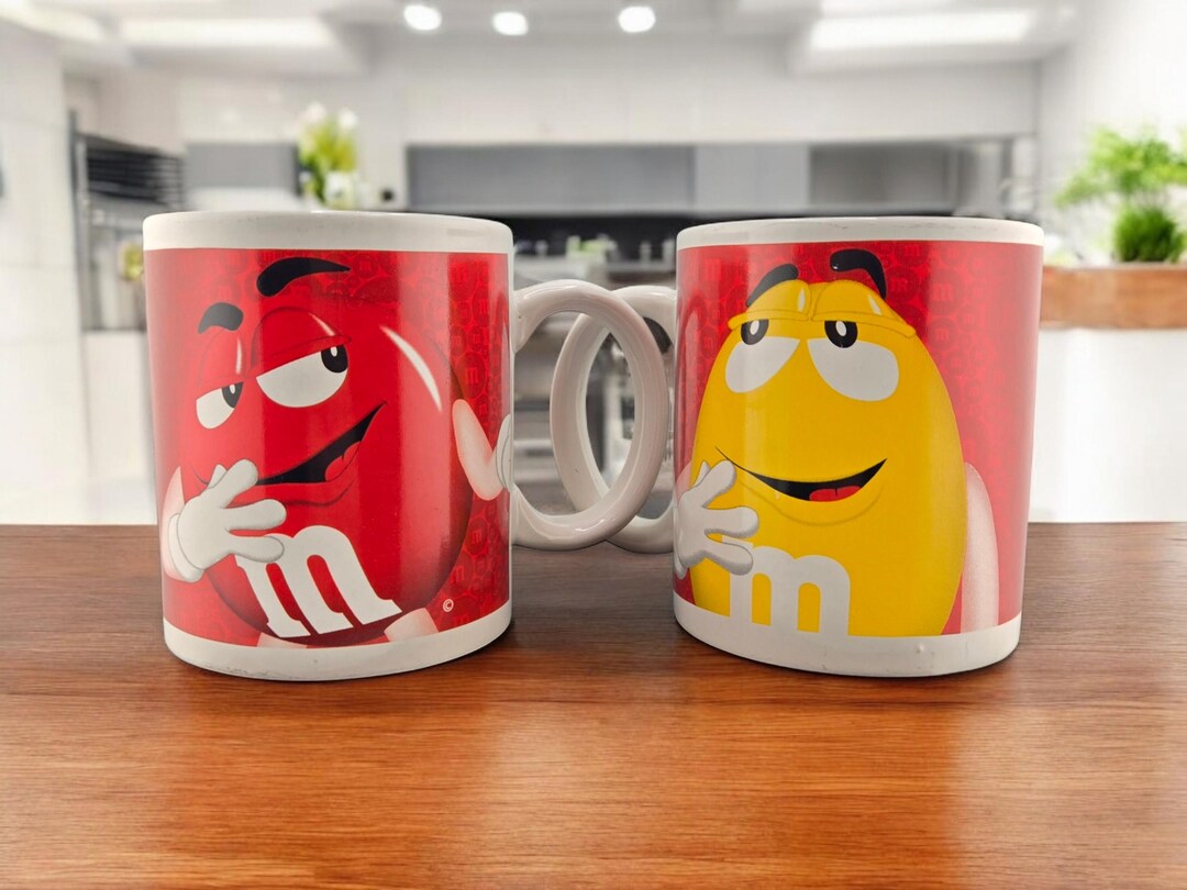 M and M's Collectible Mug Set – 2 Official Ceramic Cups – Yellow & Red ...
