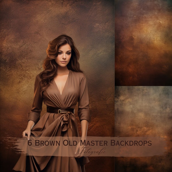 6 Brown Old Master Backdrops, Photoshop Background Overlays, Fine Art Textures, Studio Backdrops Overlays