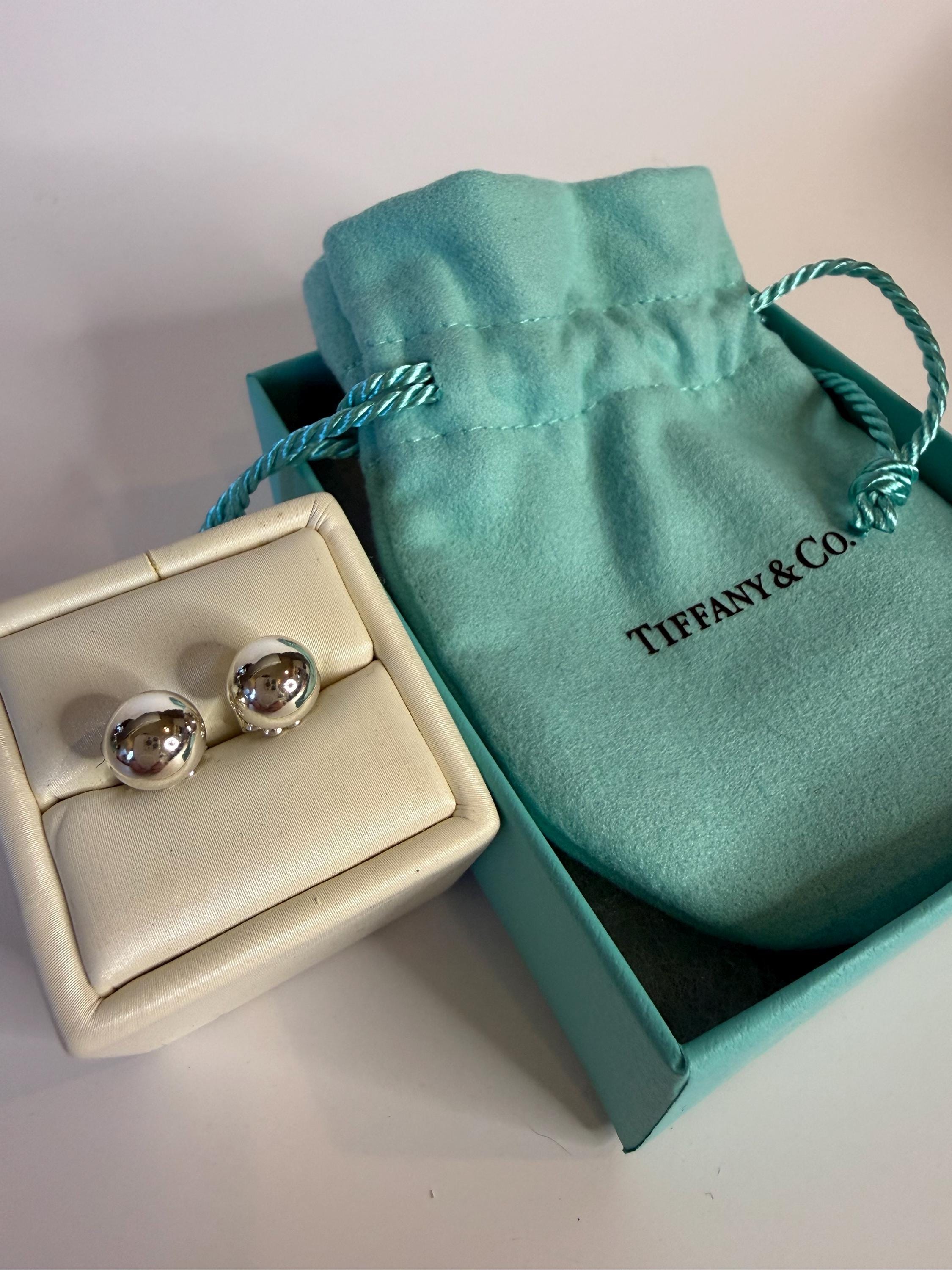 Authentic Tiffany& Co. Earring Display Box with Original Packaging | 3.75”x 1.75 Antique Tiffany and Company Navy Blue and Silver Velvet and  main image 4