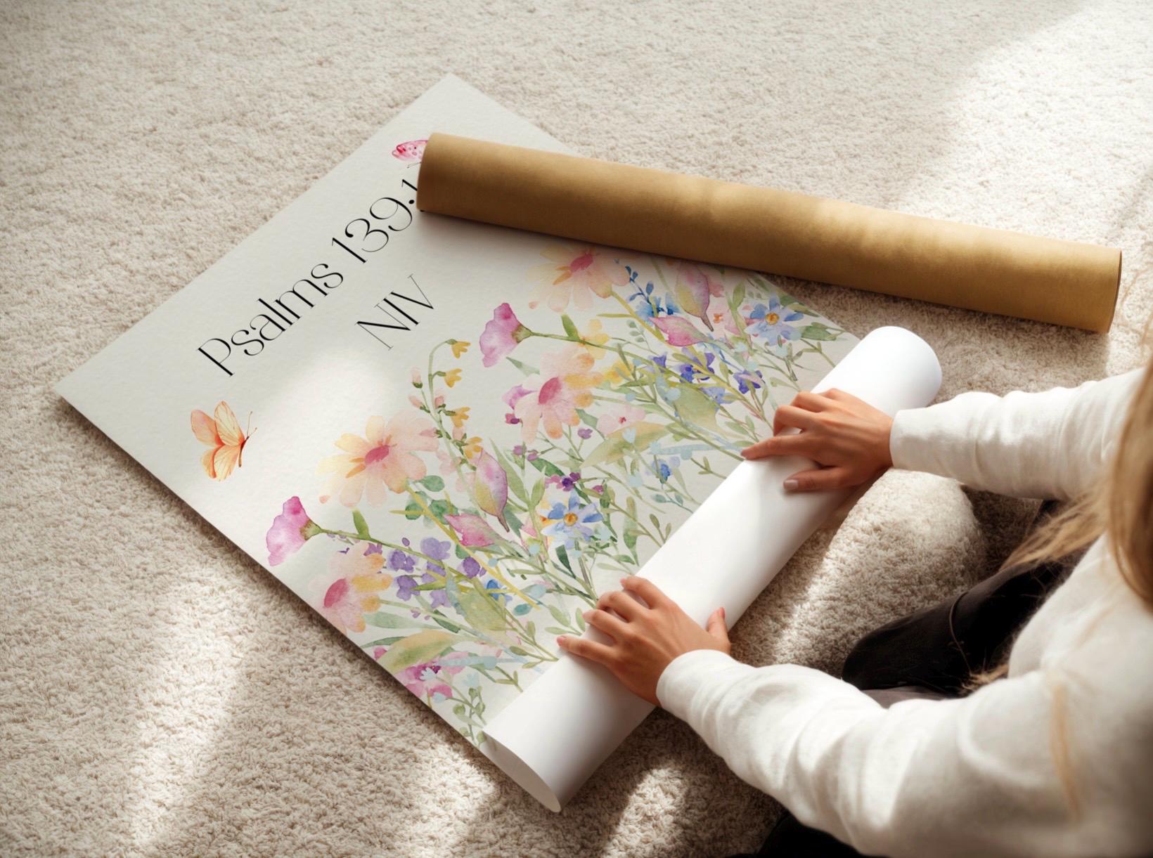 Psalms Flower Bible Verse Wall Art Print Trendy - Etsy