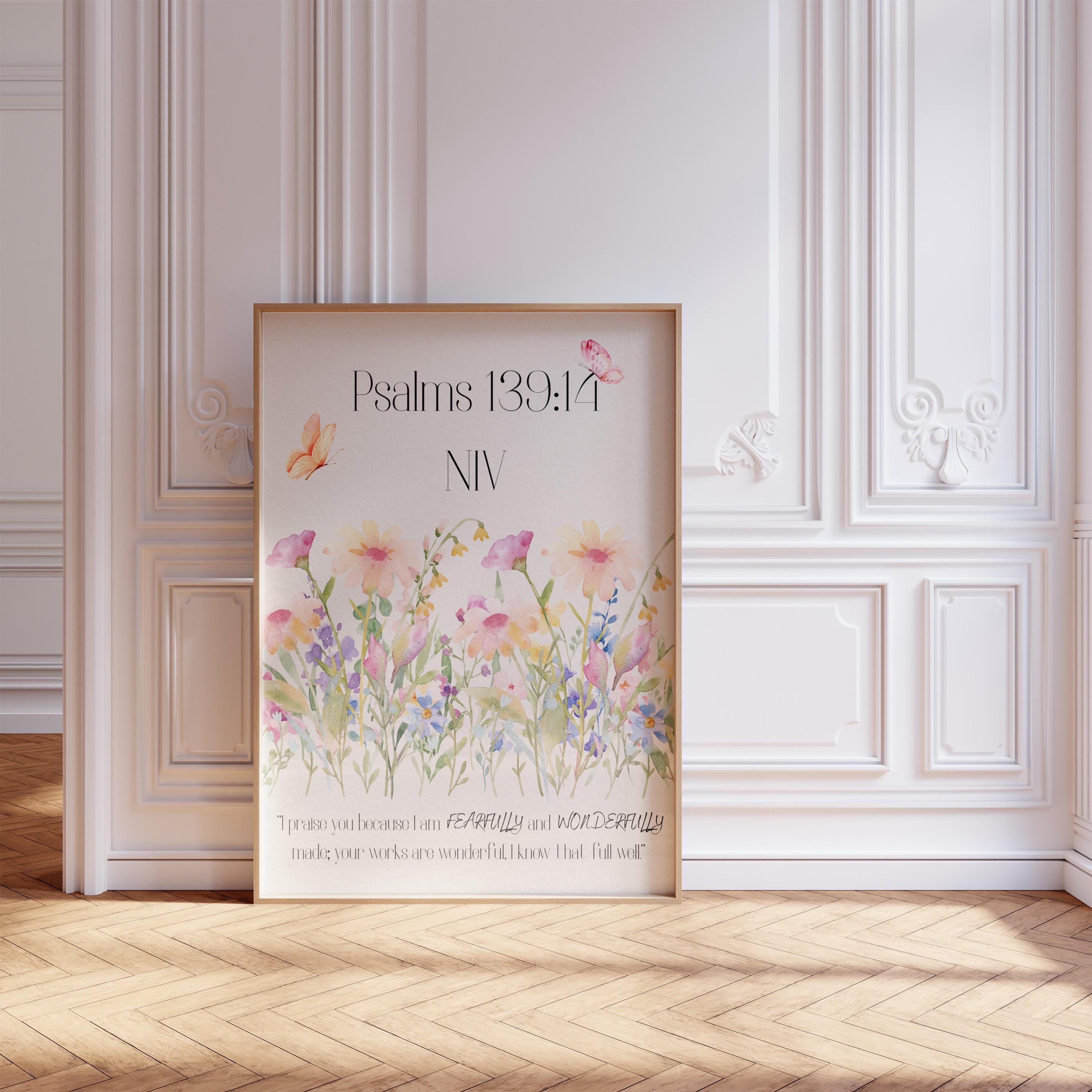 Psalms Flower Bible Verse Wall Art Print Trendy - Etsy