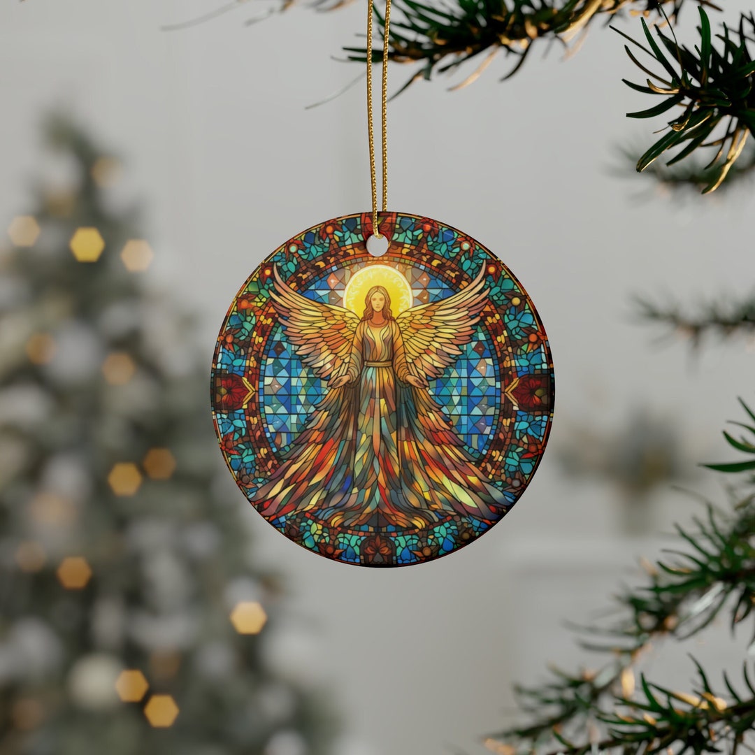 Angel Stained Glass Ornament, Christmas Angel Ornament, Holiday Gift ...