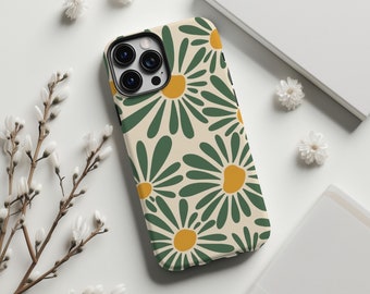 Retro Daisy Floral Summer Phone Case, Trendy Phone Case, iPhone 11 12 13 Mini 14 15 Pro Max Mini Tough Case, Girly Phone Case Cute Gifts