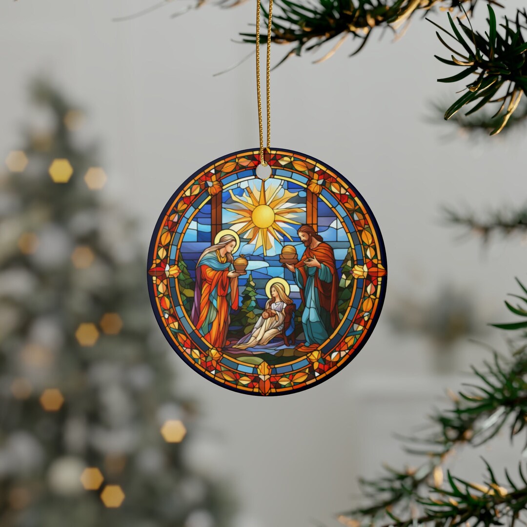Nativity Story Ornament, Stained Glass Christmas Ornaments, Unique ...