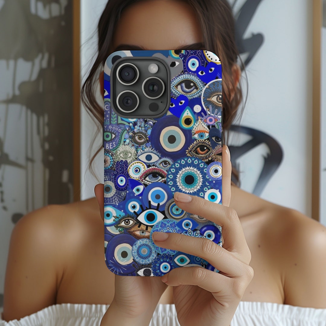 Evil Eye Phone Case, Greek Evil Eye, Blue Aesthetic Phone Case, iPhone