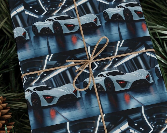 Wrapping Papers, Racing Car, Futuristic Car, Sports Car, Dad, Son, Brother, Uncle, Nephew, Car Fan, Grandpa, Birthday, Christmas, Holiday