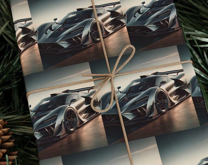 Wrapping Paper, Futuristic Car, Race Car, Gift, Birthday, Son, Father, Brother, Uncle, Racing, Grandpa, Fathers Day, Father-in-law, Husband