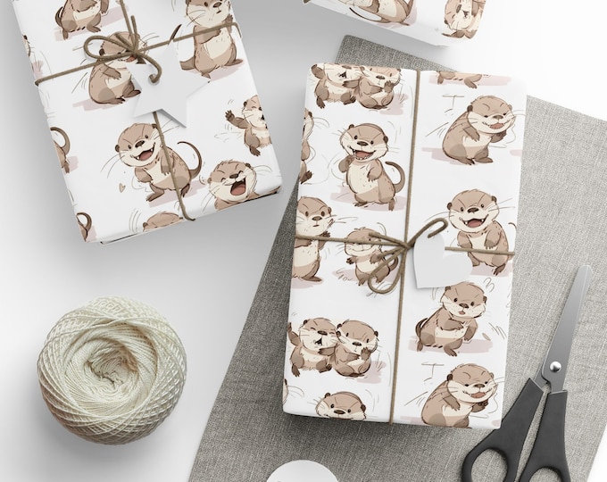 Wrapping Papers, Otter Gift Wrap, Otter Party, Otter Emotions Wrap, Birthday Gift Wrap, Love Otters, Otter Enthusiast, Zoo Wrap, Otter Lover